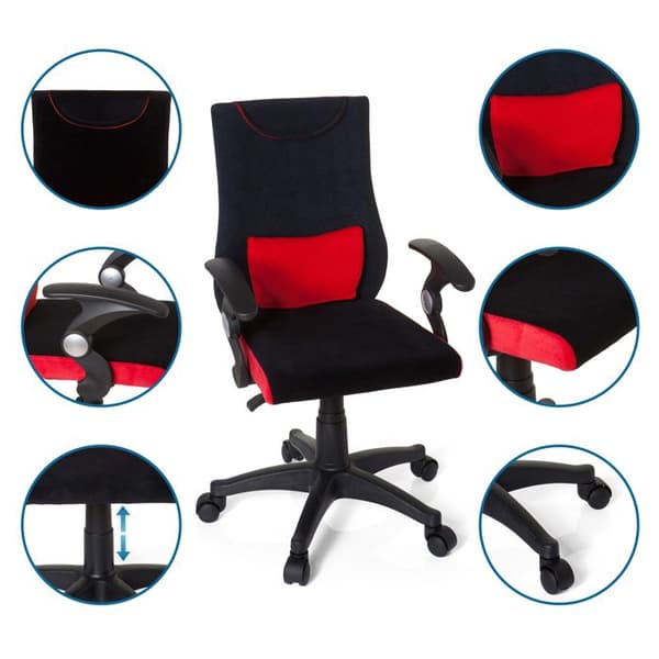 Snurrbar stol för barn - hjh OFFICE - KIDDY PRO AL - Svart/Röd - Tyg
