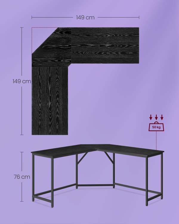 L-format skrivbord, lätt att ställa in