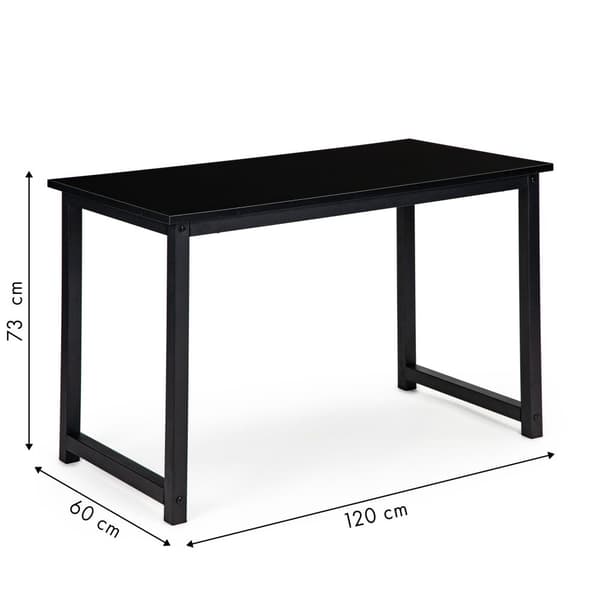 Moderne sort kontorbord med metalben, 120x60 cm, ergonomisk design