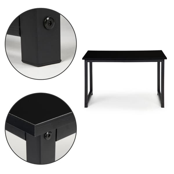 Modern svart laminerad skrivbord med metallben, 120x60x73 cm