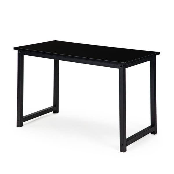 Modern svart laminerad skrivbord med metallben, 120x60x73 cm