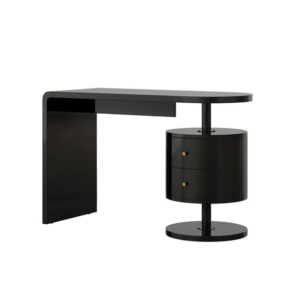 Lara skrivbord, 120cm med 2 lådor, Högblank svart, Vicco