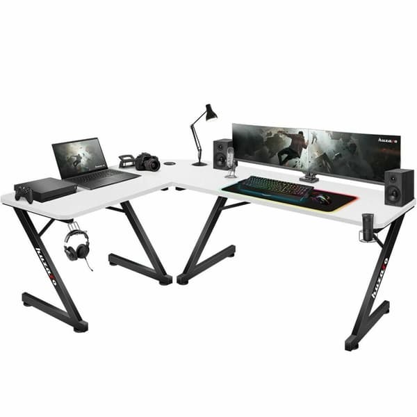 Työpöytä Gaming Huzaro HZ-Hero 7.0 Valkoinen Musta Hiilikuitu 154 x 72,5 x 117 cm
