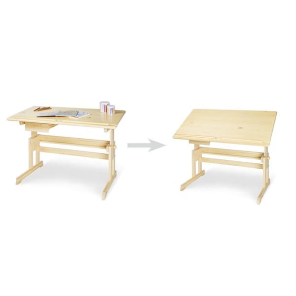 Rootz barnskrivbord 'Lena' - Barnskrivbord - Justerbart träbord - massiv furu - 109cm x 58cm x 57-70cm