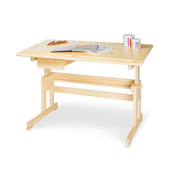 Rootz barnskrivbord 'Lena' - Barnskrivbord - Justerbart träbord - massiv furu - 109cm x 58cm x 57-70cm