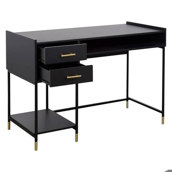 Bureau - Atmosphera - Tedy - 2 lådor - MDF-trä - Järn - Svart