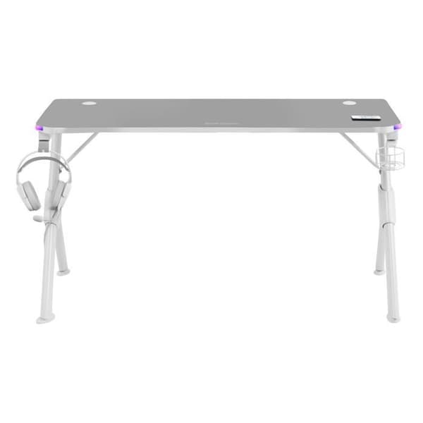 Mars Gaming MGD140RGB - Vit spelbord 140 cm ARGB - Nanotextilmatta - Hörlurshållare + drycker