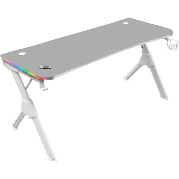 Mars Gaming MGD140RGB - Vit spelbord 140 cm ARGB - Nanotextilmatta - Hörlurshållare + drycker
