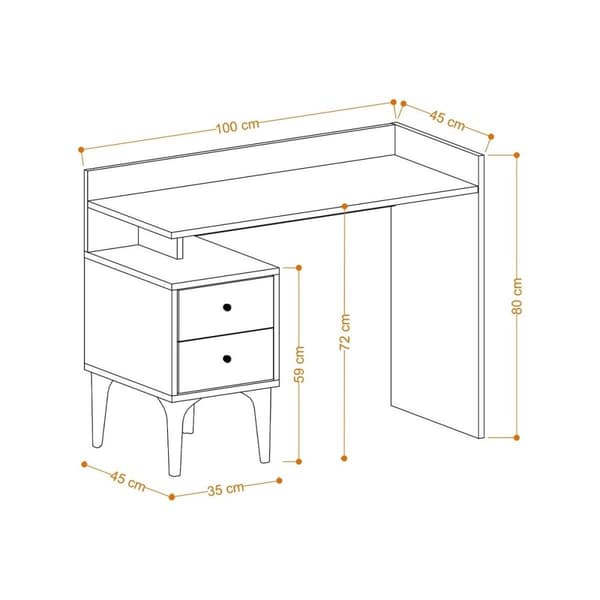 Bureau avec rangement 2 tiroirs décor bois chêne L100 cm - PUUK