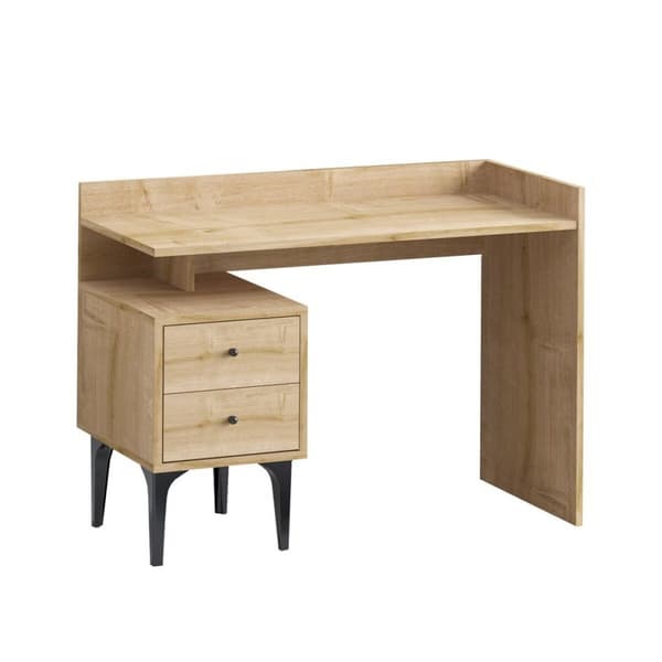 Bureau avec rangement 2 tiroirs décor bois chêne L100 cm - PUUK