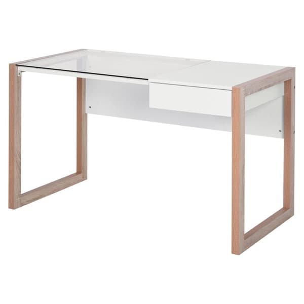 Rootz Computer Desk - Arbejdsbord - tempereret glas top - Integreret skuffe - 120 x 60 x 75 cm - Moderne design - Kontor & soveværelsesmøbler