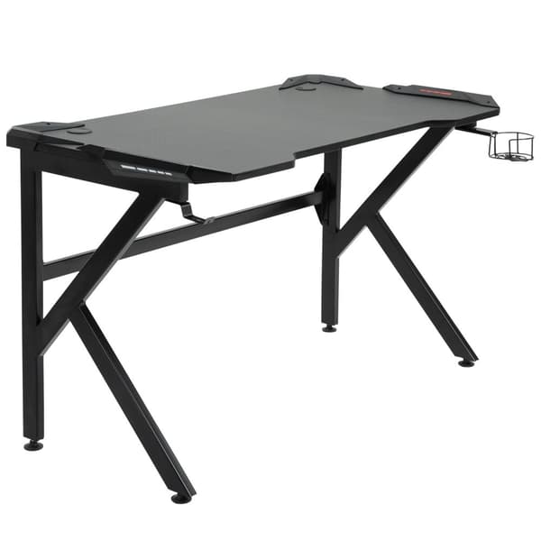 Rootz Gaming Desk - Gamer Desk - Computer Desk - Modern Design - 120 cm x 66cm x 75cm - Hiilikuiturakenne - kuulokkeet ja kuppipidike