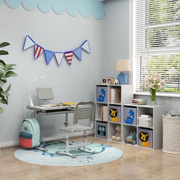 Rootzin lastenpöytä- ja tuolisarja - Kids Study Desk - Säädettävä koulupöytä - LED -lamppu - Teräs, PP, MDF - Pöytä: 70x50x80-105cm, tuoli: 36x43.5x63