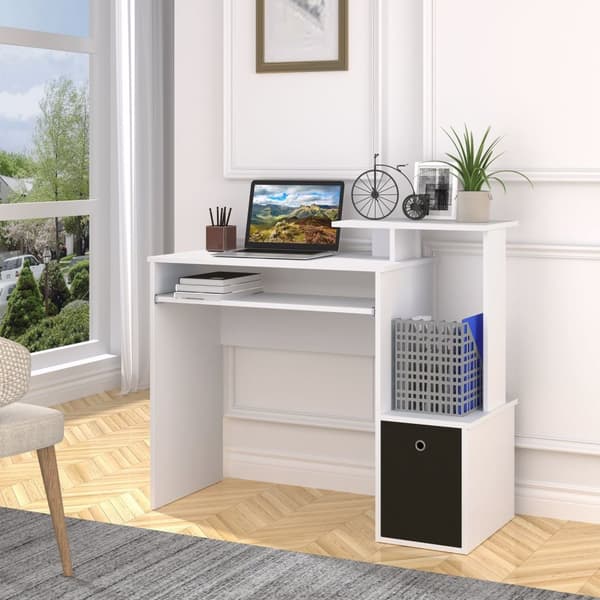 Rootz Computer Desk - Workspace Table - Office Desk - runsaasti tallennustilaa hyllyillä - 100 cm x 40cm x 86,6 cm - lastulevy melaminoitu pinta