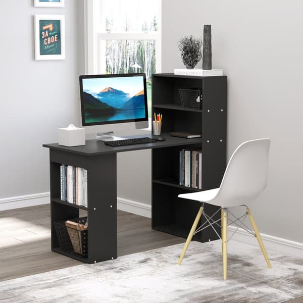 Rootz Computer -pöytä kirjahyllyllä - Office Desk - Workspace Desk - Multi Storage - 120L x 55W x 120H CM