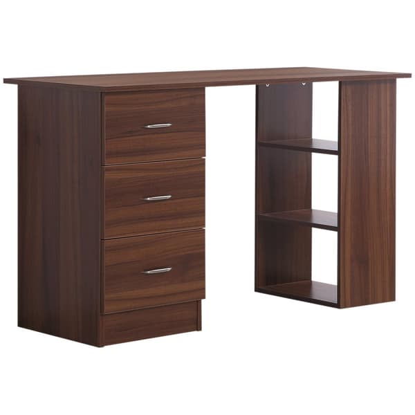 Rootz Multifunktionellt datortabell - Desk - Workstation - 3 lådor, 2 hyllor, rymdbesparande - 120L x 49W x 72H cm - Brown Look MDF