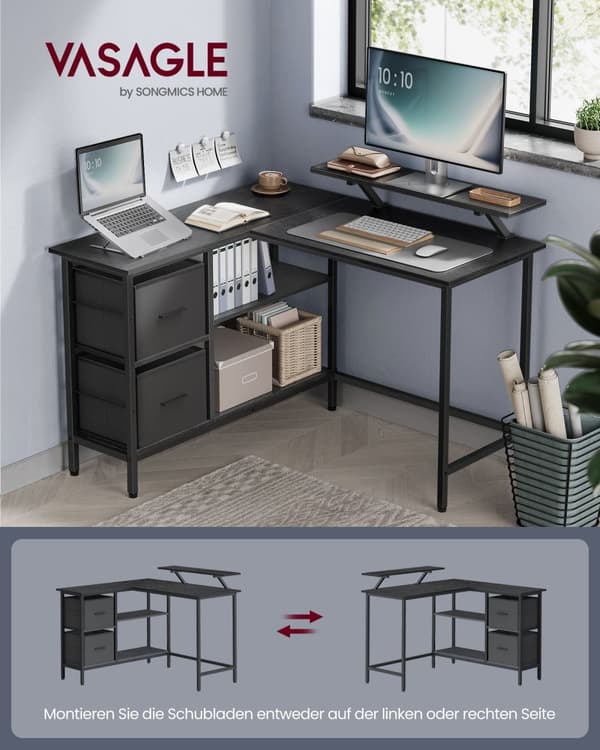 L-formad skrivbord-med monitor stand & bräde