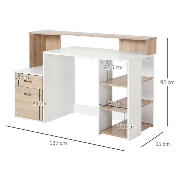 Rootz Computer Table Desk - Office Table - PC Tabell - Optimal lagring - 140 cm x 55 cm x 92 cm