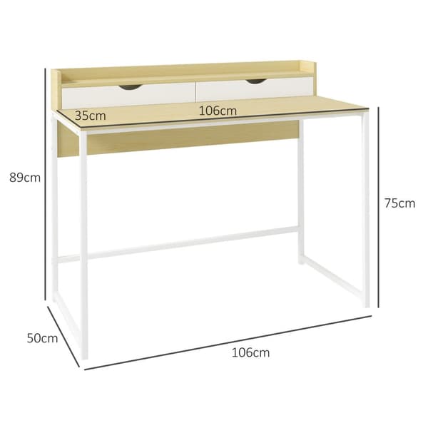 Rootz Modern Desk With Shelf - Workspace Table - Office Desk - Organiserad lagring - 106L x 50W x 89H cm