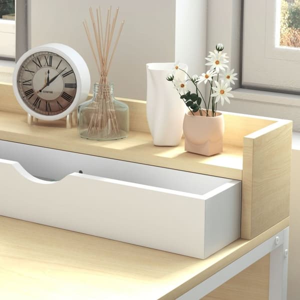 Rootz Modern Desk With Shelf - Workspace Table - Office Desk - Organiserad lagring - 106L x 50W x 89H cm