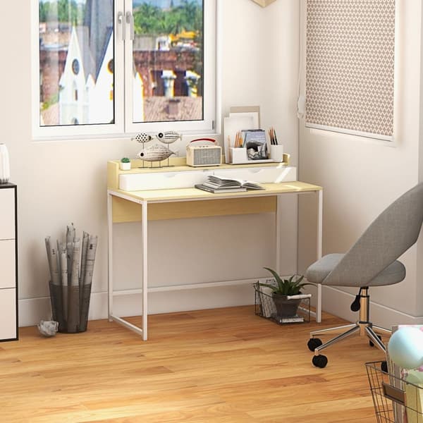 Rootz Modern Desk With Shelf - Workspace Table - Office Desk - Organiserad lagring - 106L x 50W x 89H cm