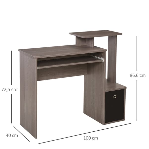 Rootz Computer Desk - WorkStation - Opintotaulukko - Multi -Stoleds & näppäimistölokero - 100 cm x 40 cm x 86,6 cm - musta ja harmaa lastulevy