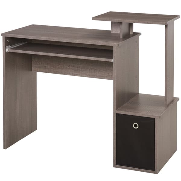 Rootz Computer Desk - Workstation - Study Table - Multi -Selve & Keyboard Tray - 100 cm x 40 cm x 86,6 cm - Black & Grey Chipboard