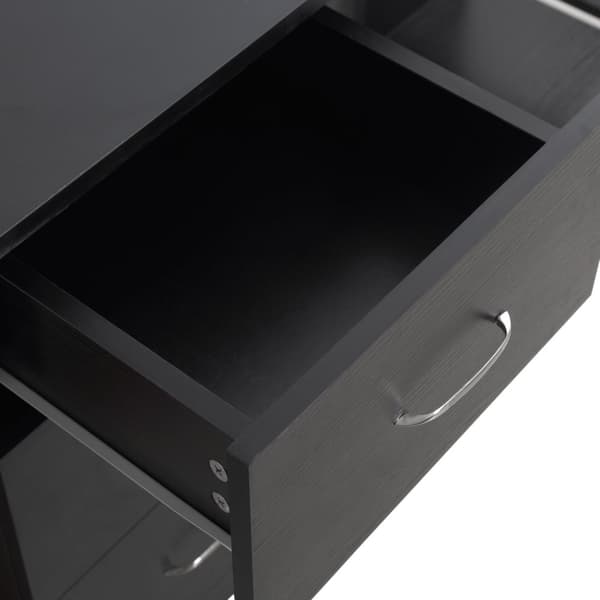 ROOTZ COMPUTER DESK - Kontormøbler - Arbejdsstation - 3 skuffer - Ergonomisk design - 120L x 49W x 72H cm - MDF sort