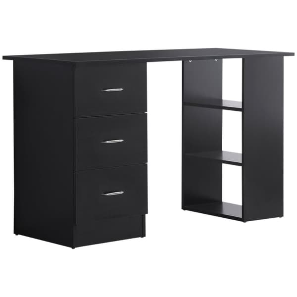 ROOTZ COMPUTER DESK - Kontormøbler - Arbejdsstation - 3 skuffer - Ergonomisk design - 120L x 49W x 72H cm - MDF sort