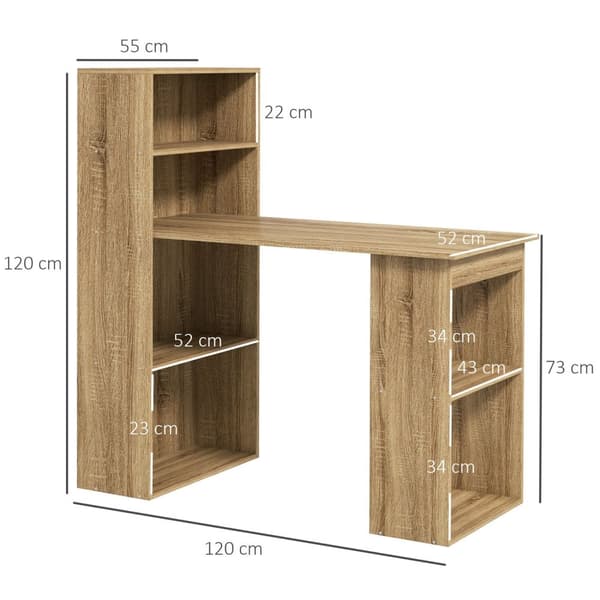 Rootz Computer Desk With Shelf - Office Desk - Corner Desk - Multi Storage - 120 cm x 55 cm x 120 cm