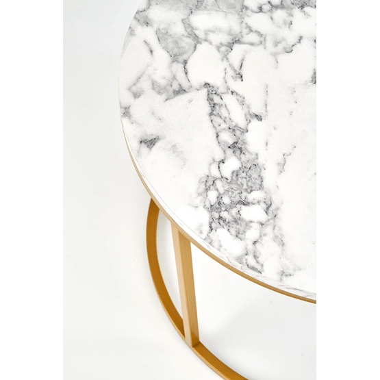 Paola - Runt Soffbord - Set Om 2 - Marmor, Guld