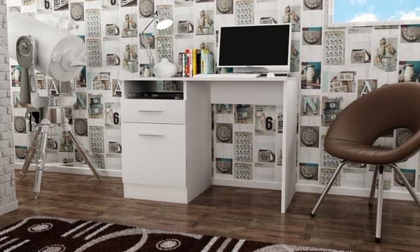 BODO DSP 100cm HVID skrivebord, kommode, hylde