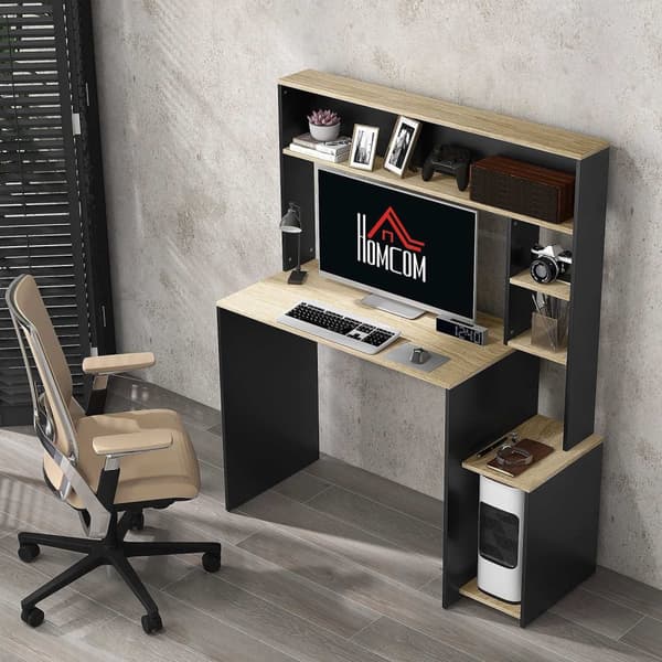 Rootz Multi Shelf Desk - Computer Desk - Office Desk - Rumbesparende - 114L X 45W X 138H CM