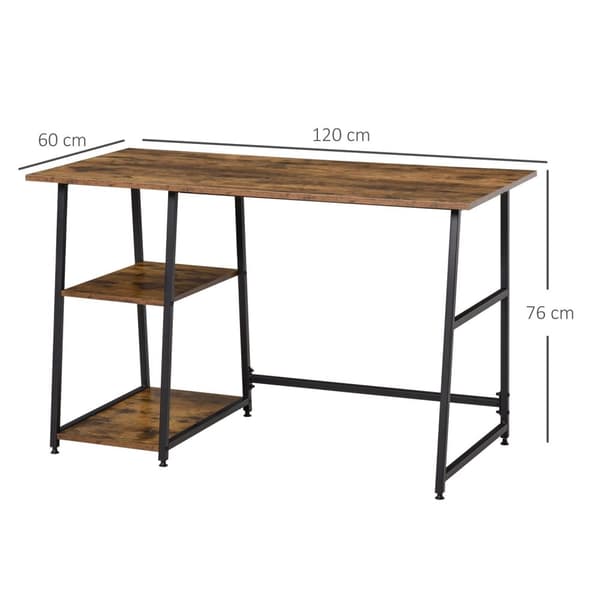 Rootz Industrial Design Office Desk - Workspace Table - Återvunnet träutseende - Lagringshyllor - 120 cm x 60 cm x 76 cm