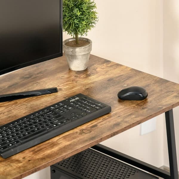 Rootz Industrial Design Office Desk - Workspace Table - Återvunnet träutseende - Lagringshyllor - 120 cm x 60 cm x 76 cm