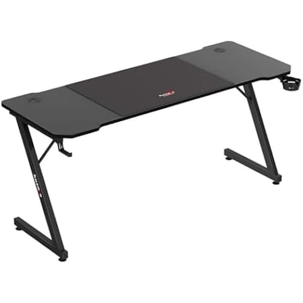 Bureau gaming HUZARO Hero 4.8 Svart - Stort bord 160 cm, Kolfinish, Kabelhantering, Hörlurs- och muggstöd