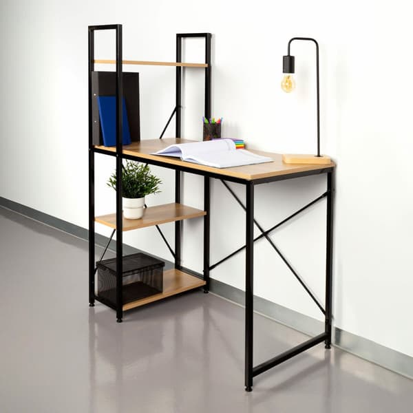Skrivebord med hylde Max Home Stål Melamin spånplade 100 x 120 x 52 cm