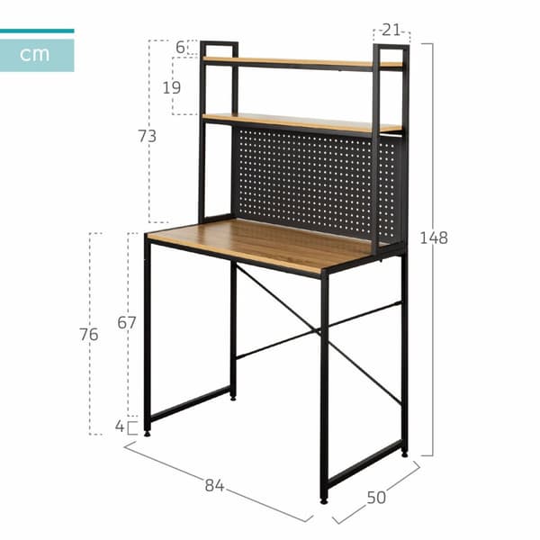 Skrivebord med hyller Max Home Stål Melamin Sponplate 84 x 148 x 50 cm