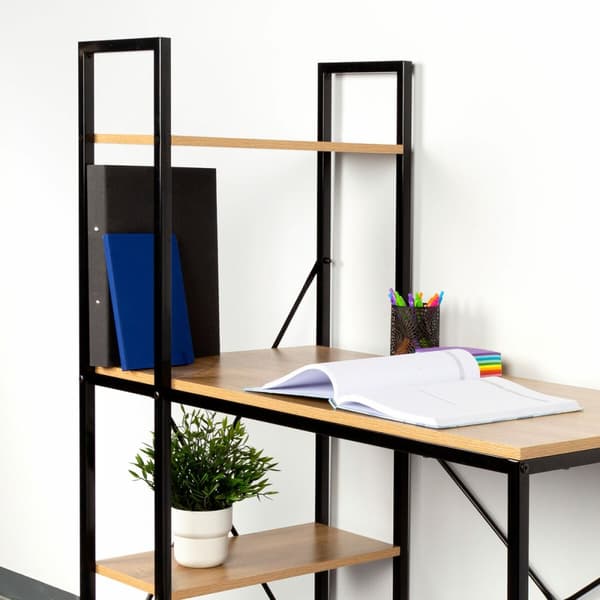 Skrivebord med hylle Max Home Stål Melamin Sponplate 100 x 120 x 52 cm
