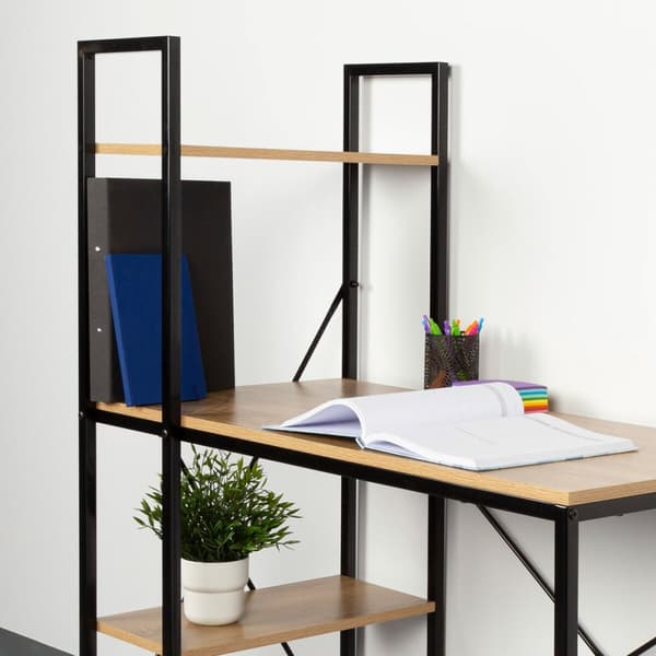 Skrivebord med hylle Max Home Stål Melamin Sponplate 120 x 12 x 64 cm