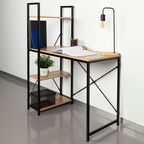 Skrivebord med hylle Max Home Stål Melamin Sponplate 120 x 12 x 64 cm