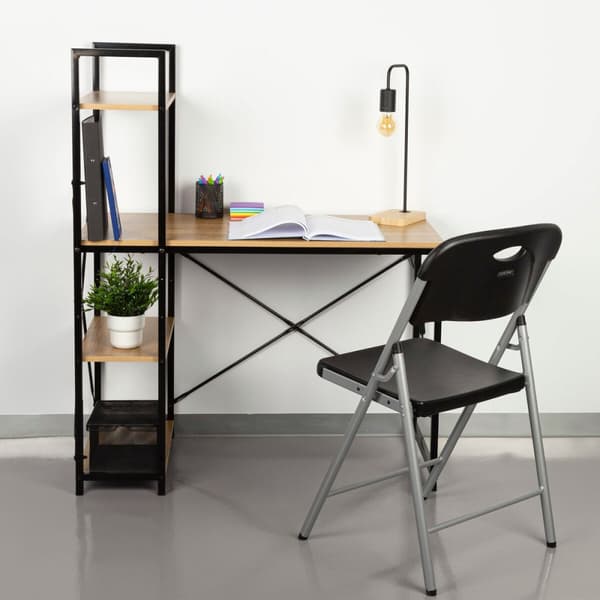 Skrivebord med hylle Max Home Stål Melamin Sponplate 120 x 12 x 64 cm