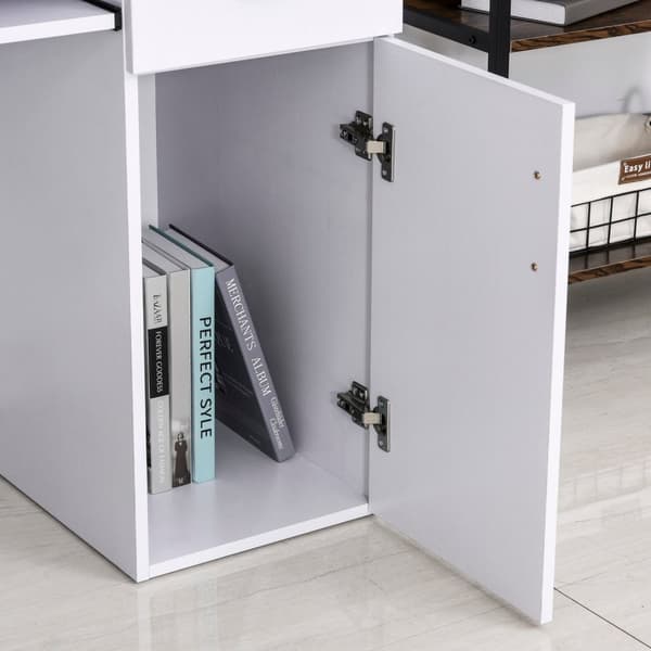 Rootz Computer Table - Office Desk - Multimedia Workspace - Rumle opbevaring - 120 x 60 x 74 cm, hvid MDF