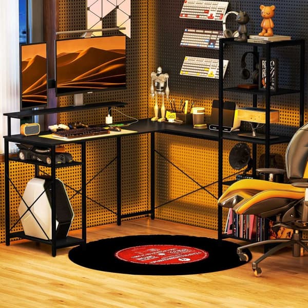 Rootz L Shape Desk - Corner Computer Desk - Ergonominen toimistopöytä - Latausasema - 137 cm x 140cm x 139,5 cm