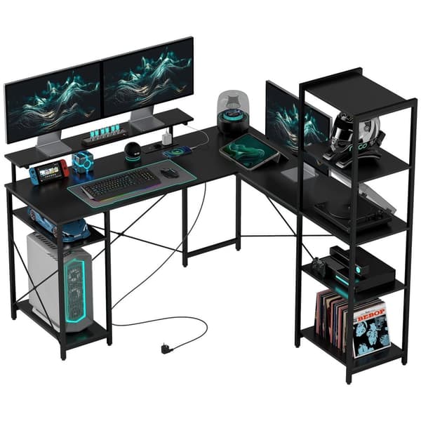 Rootz L Shape Desk - Corner Computer Desk - Ergonominen toimistopöytä - Latausasema - 137 cm x 140cm x 139,5 cm
