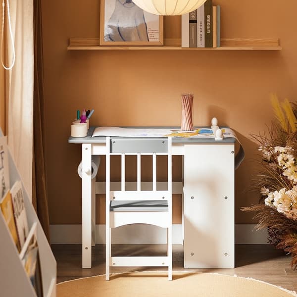 Rootz Children's Study Table Set - Kids 'Desk - Learning Table - Creative Space - 80x66x50cm Table, 30x64x34cm stol, sitthöjd 32 cm