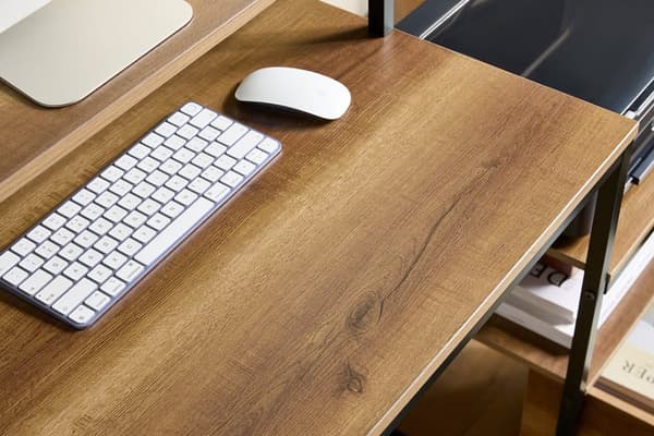 Rootz Desk Study Table - Workstation - Office Desk - riklig förvaring - 143x90x50cm - Metal Frame - Brown Black Painted