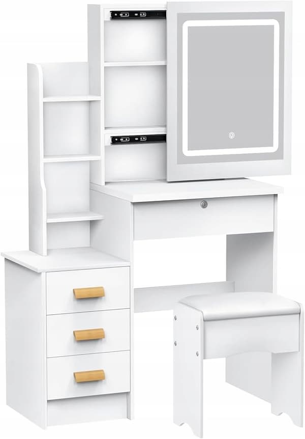 LED MAKEUP BORD MED SPEJL SOM GAVE TIL KVINDER SKØNHEDSKAP + skammel