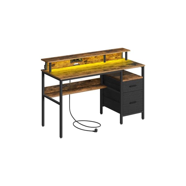 Skrivebord, VASAGLE, 55x135x90 cm, Ebony sort.