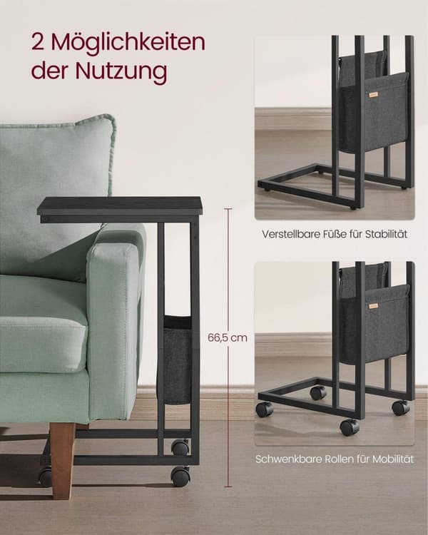 Sidebord, LET357B56, 30x40x62 cm, Sort